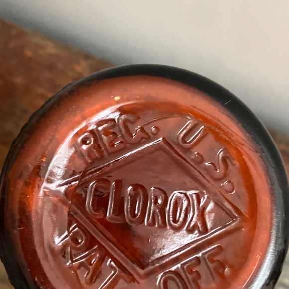 Antique Vintage Clorox Amber Brown Orange Glass Bottle Skinny Neck 16 Ounce - Picture 6 of 8